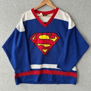 VTG 90s Warner Bros Superman Jersey Adult L Blue Red White Mesh V-Neck  Canada